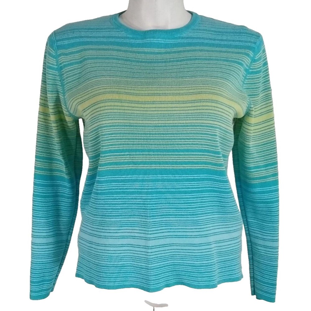 Field Gear Sweater Women L Pull Over‎ Cotton Bright Blue Yellow Stripe Australia